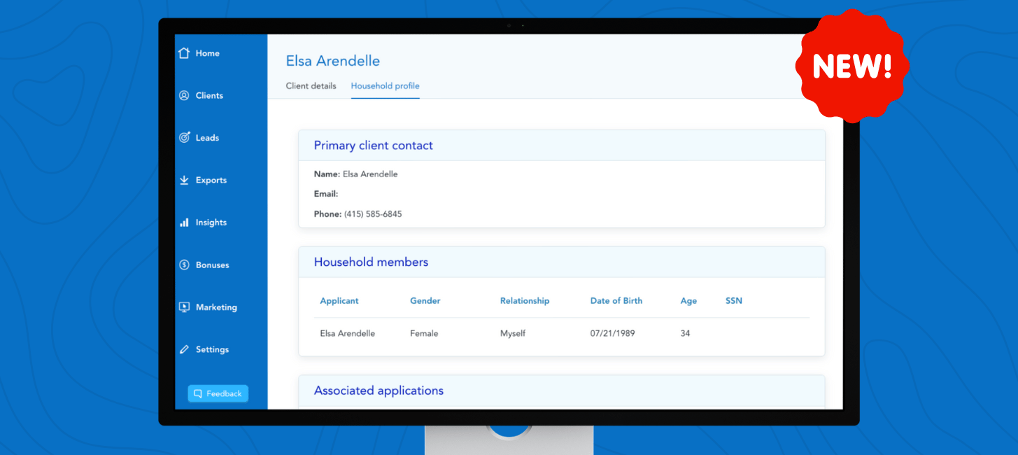 Household Profile Tab in HealthSherpa Client List